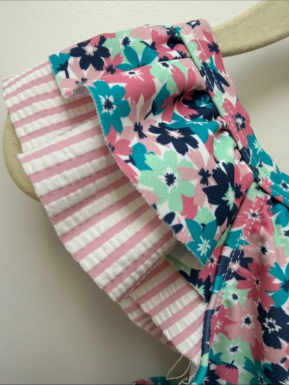 Ruffle Butts Ruffle V-Back with Bow One Piece in Water Lilies Size 2T